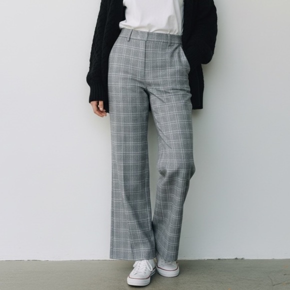 New York & Company Pants - Gray plaid wide leg trousers professional Academia eclectic grandpa dress pants